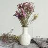 White Ceramic Vase with Dried Baby's Breath for Living Room or Dining Table Decoration