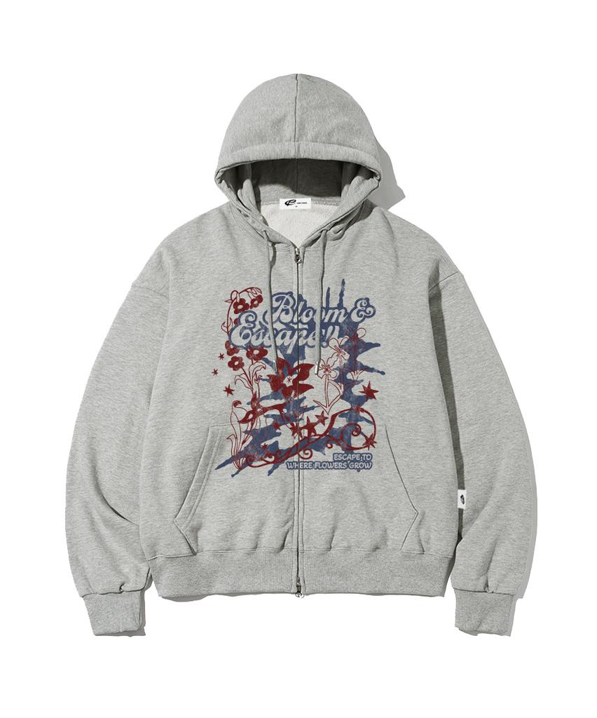 Escapefrom Bloom Escf Print Two-Way Zip-Up Hoodie [3 Colors]