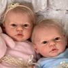Realistická 18palcová reborn panenka Dvojčata Evi Soft Touch Bavlněné tělíčko Bebes Novorozená panenka Batole Ručně vyrobený implantát Vlasy Realistické hračky pro panenky pro děti