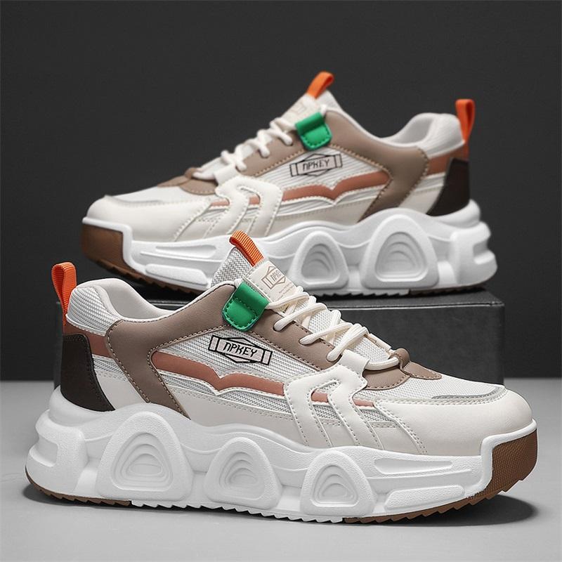 New Thick Sole Multi-functional Bulky Men's Trend Shoes Soft Sole Sports Shoes  Mesh Lace-up Breathable Casual Sports Shoes