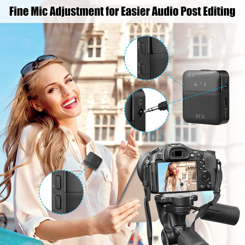 Mini sistem de microfon wireless 2.4G cu 1 transmițător + 1 receptor condensator omnidirecțional