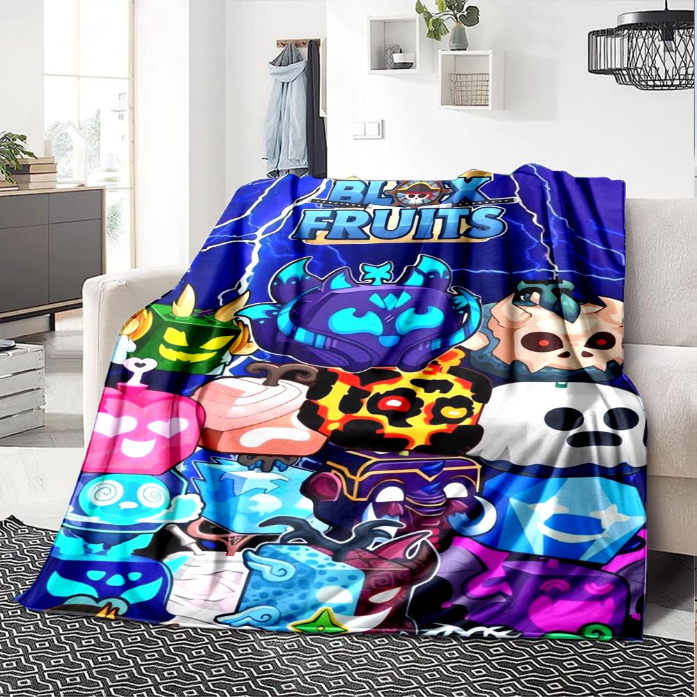 Coperta Stampata Tema Blox Fruits - Perfetta per Divano, Letto, Viaggio e Uso Esterno | Lavabile in Lavatrice, Accogliente e Durevole.