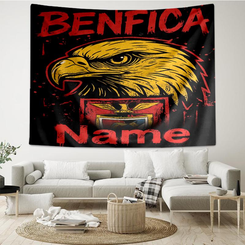 Tapisserie Personnalisée avec Impression Benfica, Toile de Fond, Installation Facile, Idéale pour la Chambre à Coucher, le Bureau et le Salon, avec Décoration Murale Esthétique.