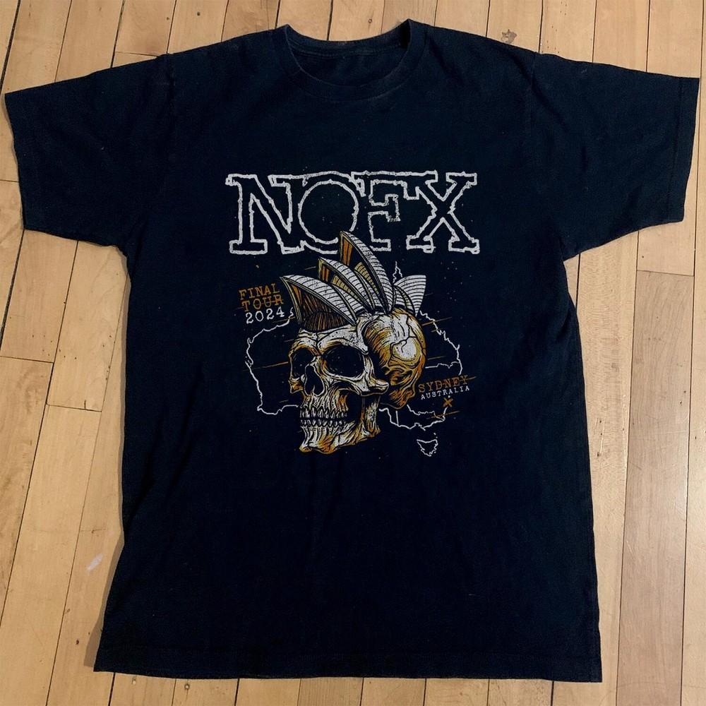 NOFX Final Tour 2024 Sydney Australia Skull Unisex Black T-shirt Size S-5XL