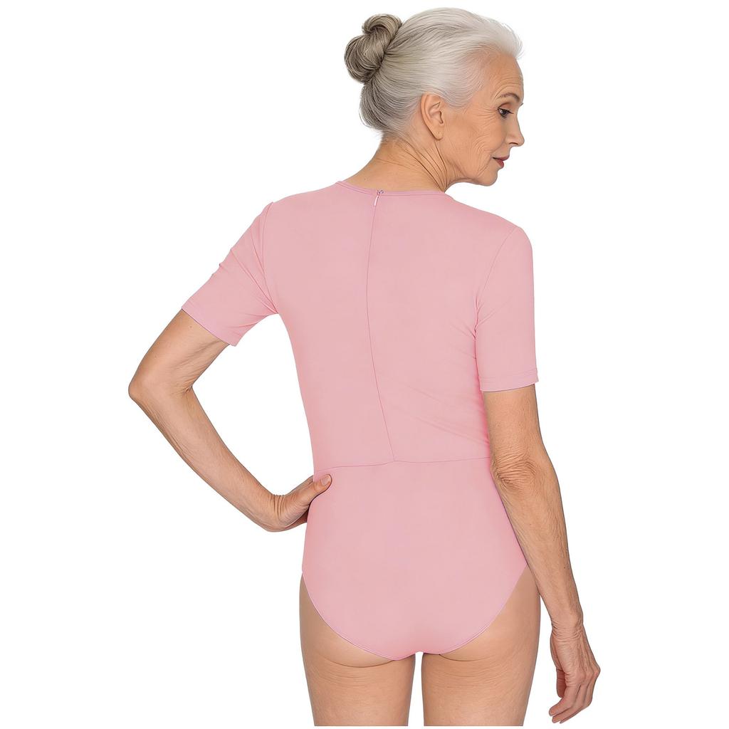 Damen Adaptiver Body Kurzarm Zugang für Ernährungssonde Druckknöpfe Bauchbereich Spezielle Bedürfnisse Jumpsuit
