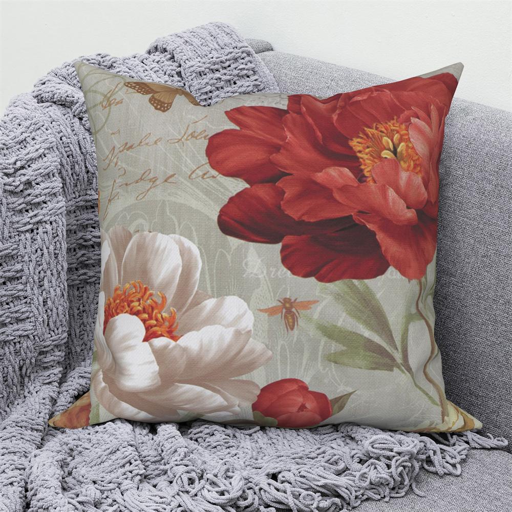 Juste De Coussin Florale D'interconnexion, Décor De Canapé De Maison De Ferme, Jeté De Voiture, Pivoine, Annie, Imprimé