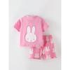 Cross-Border European and American Children's Summer Outfit New Two-Piece Set Round Neck Short-Sleeved Cute Little Girl T-Shirt Children's Clothing