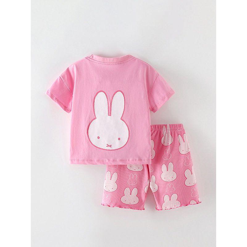 Cross-Border European and American Children's Summer Outfit New Two-Piece Set Round Neck Short-Sleeved Cute Little Girl T-Shirt Children's Clothing