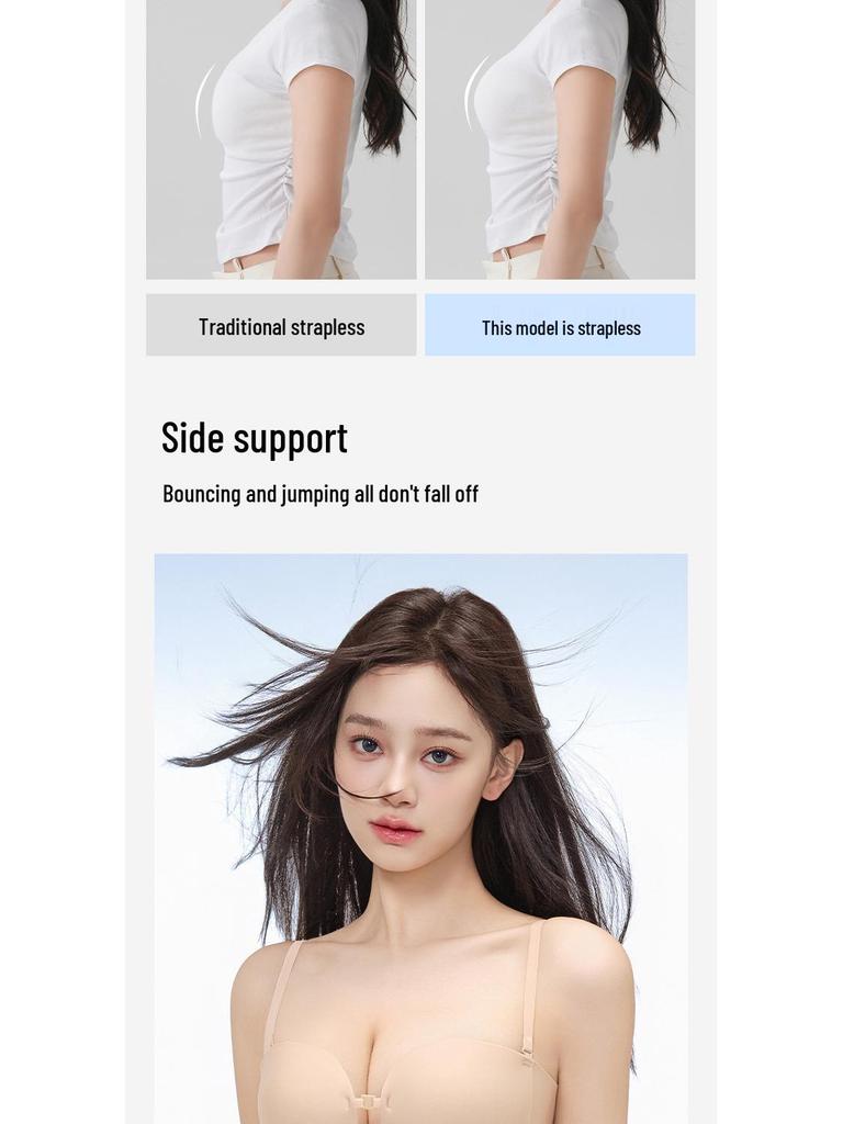 Strapless Non-Slip Bra for Women: Enhancing Small Chests with Beautiful Back Design and Front Closure
