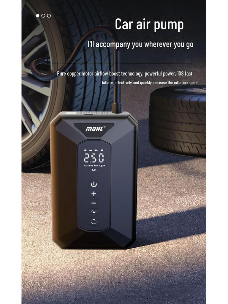 Smart Portable Air Pump & Flashlight: High-Voltage, Fast Charging, Wireless Digital Display for Cars & Travel