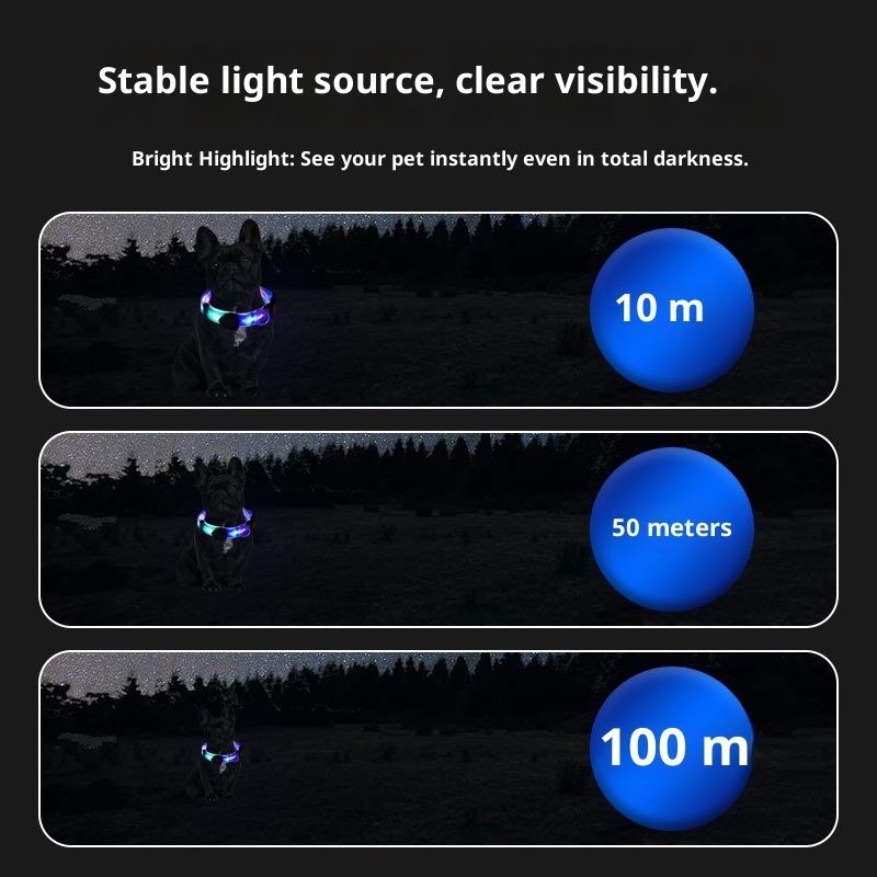LED Leuchthalsband USB-Aufladung Haustierhalsband mit Licht PVC Geflochtenes Gurtband Hundeleine Leuchtendes Hundehalsband