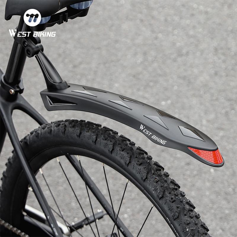 WEST BIKING 1 Pair MTB Bicycle Fender Reflective Warning Mountain Bike Front Rear Mud Guard Wings Adjustable Cycling Accessories