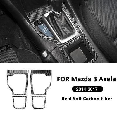 Carbon Fiber Car Center Control Type-B Gear Shifter Panel Trim Frame Decoration Sticker For Mazda 3 Axela 2014-2017 Accessories