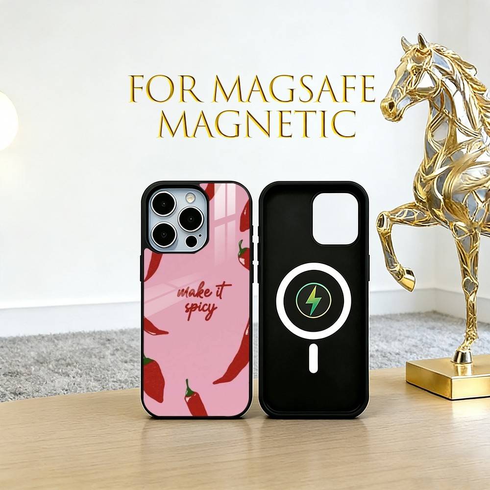 

Chili pepper illustration Phone Case For iPhone17,16,15,14,13,12,11 Plus,Pro Magnetic For Magsafe Wireless Charging iPhone14Pro