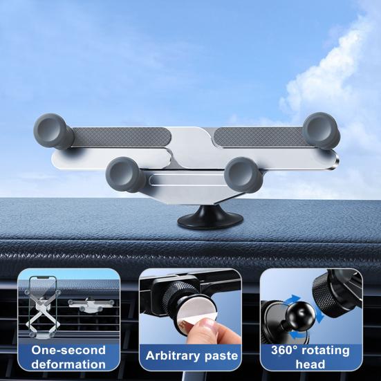 Alloy Mini Car Auto-Lock Bracket Secure Foldable Sleek Design Sturdy Long Lifespan Phone Holder