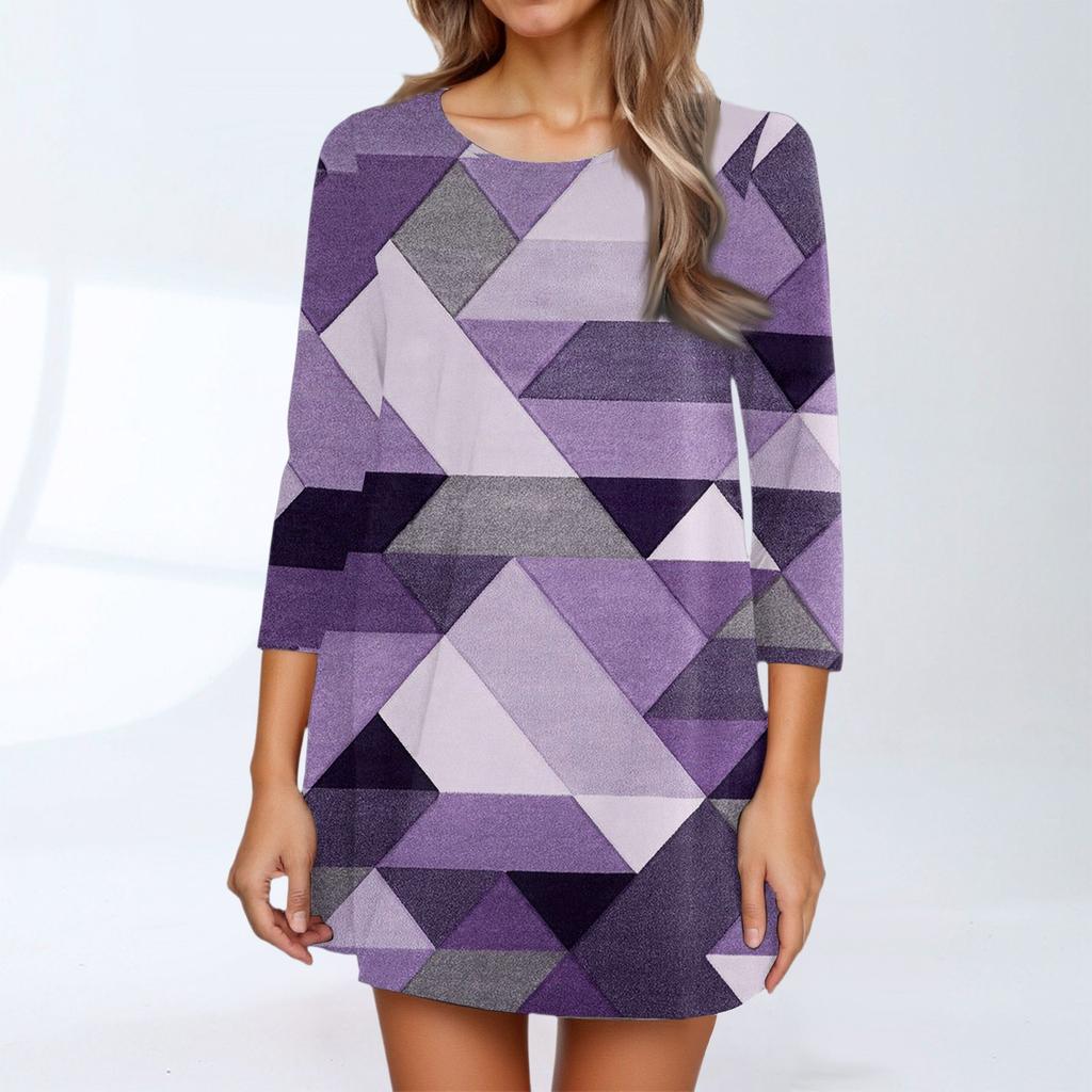 Dammode Casual Trekvartsärm Rundhalsad Topp