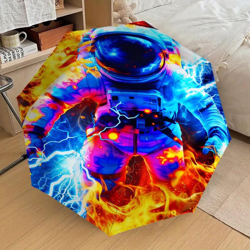 1pc Fire Lightning Pattern Umbrella Design Automatic Opening and Closing Umbrella, High-quality Travel Umbrella, c1128241