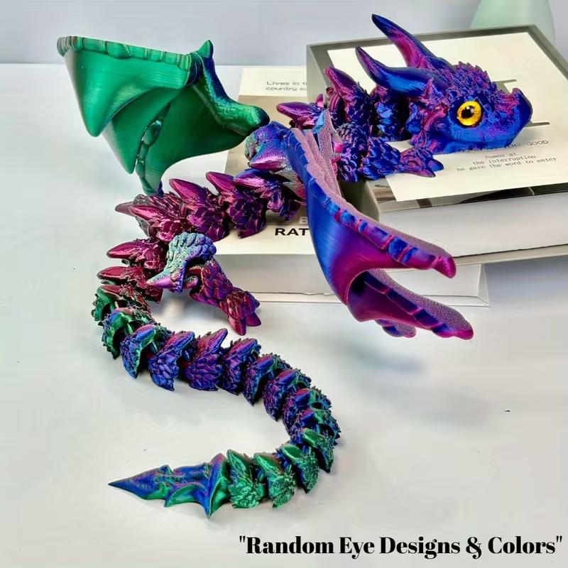 24 см 3D-печатная хрустальная игрушка-дракон, вращающаяся, шарнирная, съемная фигурка, сияющие и ослепительные цвета XB-01 разноцветный