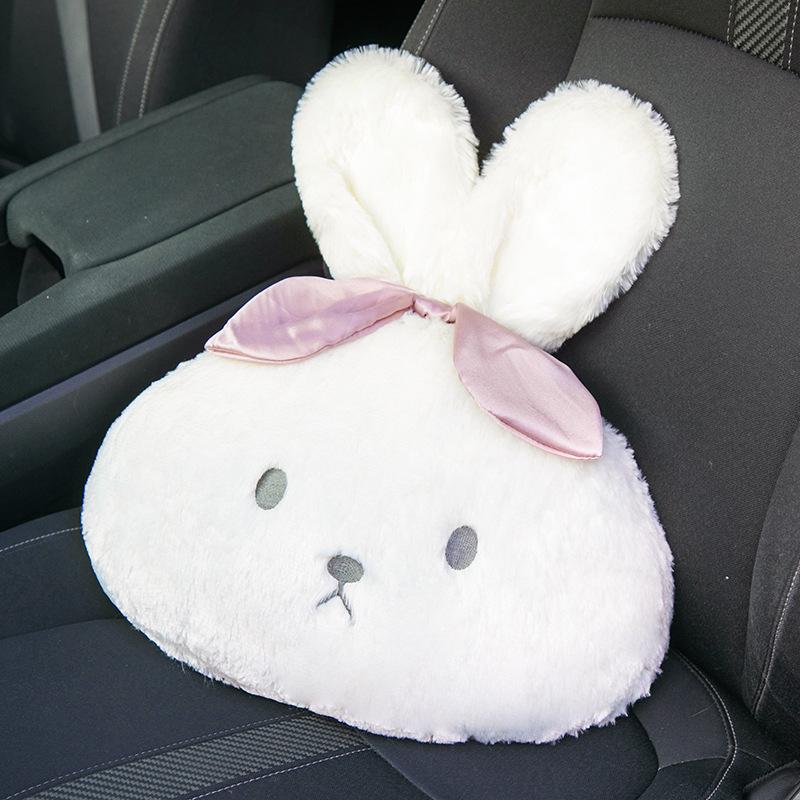 Four Seasons Car Neck Pillow - Cartoon Rabbit Design, Plush & Comfortable Headrest Support
