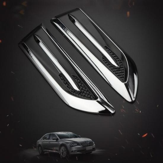 2pcs Chrome Car Air Flow Fender Side Vent Decoration Stickers Cover Accessories