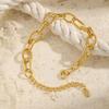 Gold Color Thick Oval Twist Bracelet for Women,Stainless Steel Handmade Chain Bracelets,Trendy Jewelry Mother's Day Gift