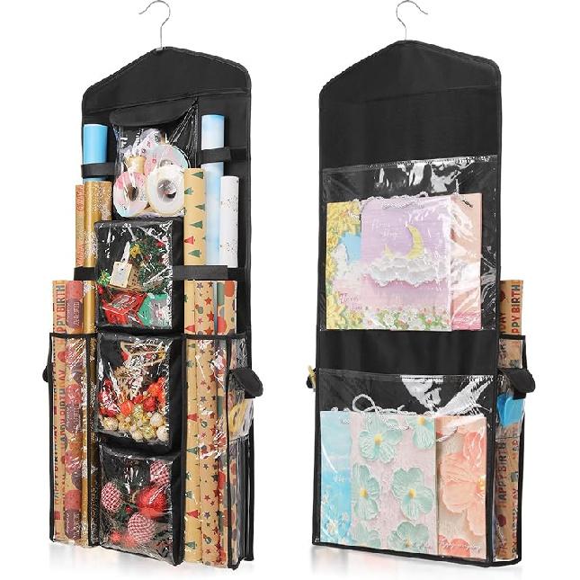 Wrapping Paper Storage, Gift Wrap Organizer Holder Double-Sided Hanging Gift Bag Storage Organizer
