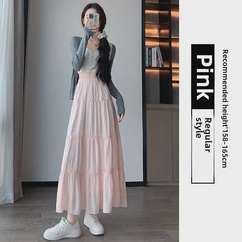 

Біла спідниця міді з високою талією для жінок - корейський стиль, приталений крій, еластична талія One Size