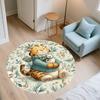 Blatt Tiere,Runder Teppich,Teppich für Wohnzimmer Schlafzimmer Sofa Spielzimmer Dekor,Rutschfeste Fußmatte