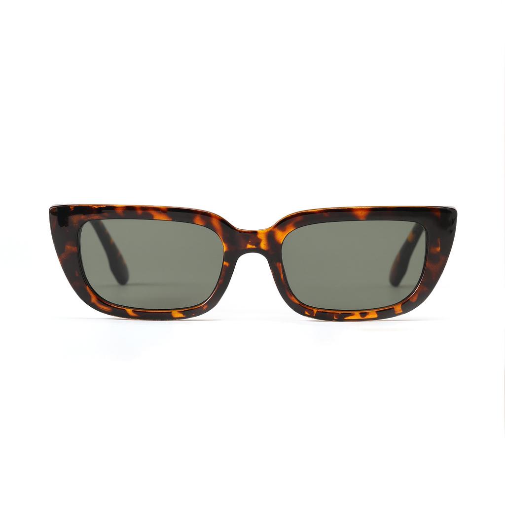 Glasses 95137 Square Small Frame Tortoiseshell Sunglasses Women'S Retro Matte Tea Sunglasses Men