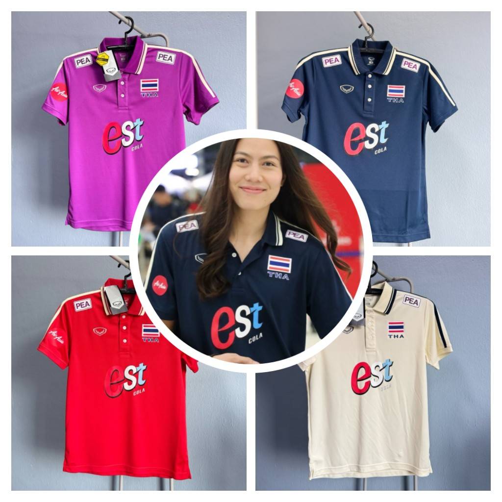 Camisa Polo da Seleção Tailandesa de Vôlei 2024 Retro Vintage Estampa 3D Camisa de Secagem Rápida Camiseta Proteção UV Manga Curta Unissex Homens Mulheres Uniforme