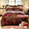 Christmas Duvet Cover Set 3Pcs Gold Snowflake Red Background Print Soft Microfiber Bedding with Pillowcases Decor