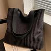 Damen Tasche Cord Große Kapazität Pendeln Damen Tragetasche Reißverschluss Studenten Handtasche Einkaufen