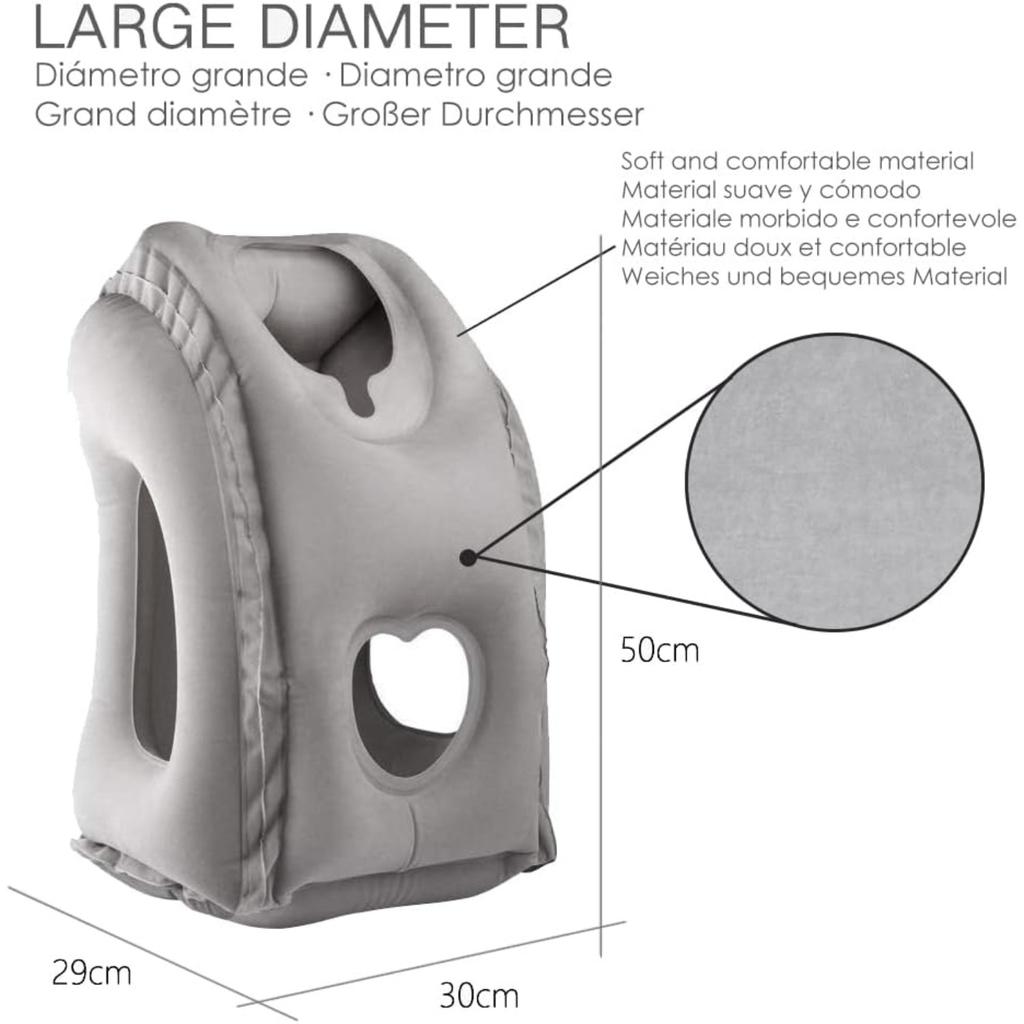 Travel Pillow , Neck Pillow Inflatable for Plane, Bus & Train - Ideal for Sleeping Comfort on Long Travelling - Inflatable Neck Pillow