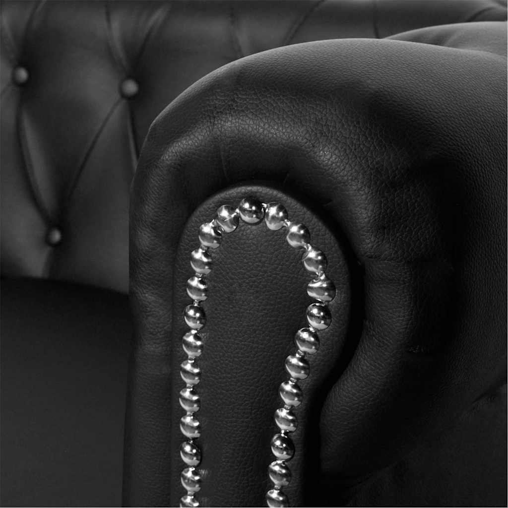 Vidaxl Sofa 2-Osobowa W Stylu Chesterfield, Sztuczna Skóra, Czarna