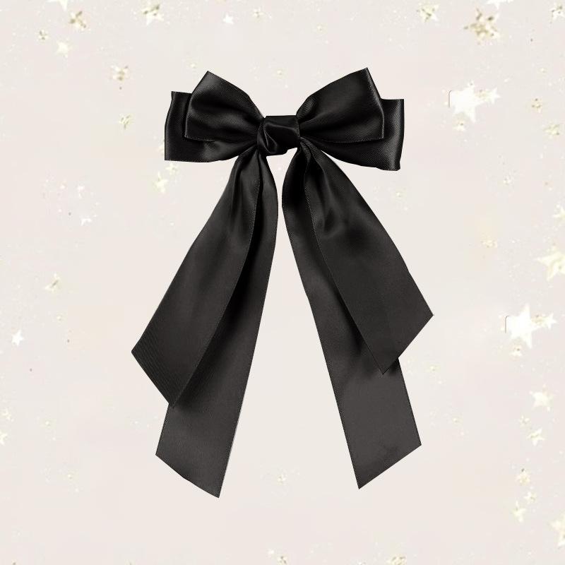

Double Polyester Ribbon I Cute Crumble, Bow Hairpin Duckbill Clip чёрный