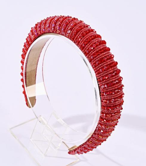 3cm Width Crystal Luxury Girl's Handmade Beaded Hairband Braided Rhinestone Bead Headband