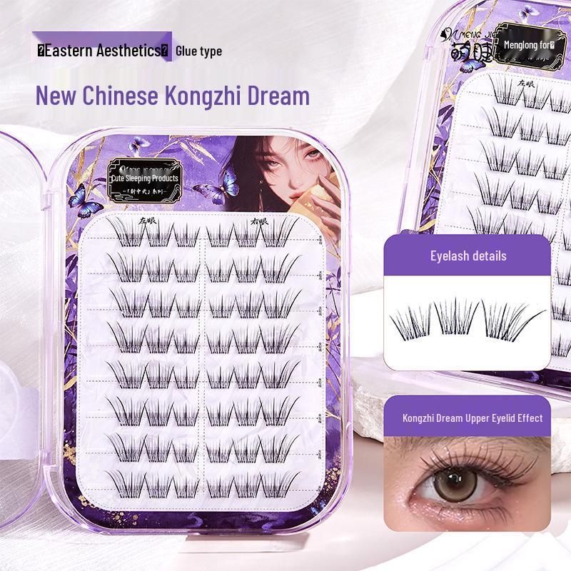 Adhesive-Free Qingqiu Tuoshan Fox Eyelashes: Thick, Natural Black-Brown Chinese Style