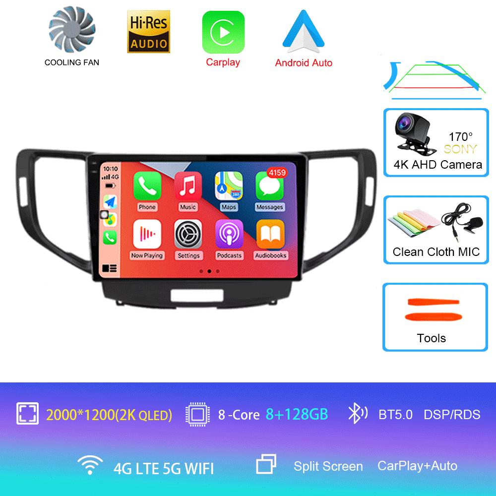 For Honda Accord 8 Acura TSX 2008 - 2012 Car Radio GPS Android 14 Multimedia System Navigation Auto Carplay Video Player Screen
