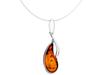 Long Silver Women' Necklace Drop with Amber Teardrop Amber 60