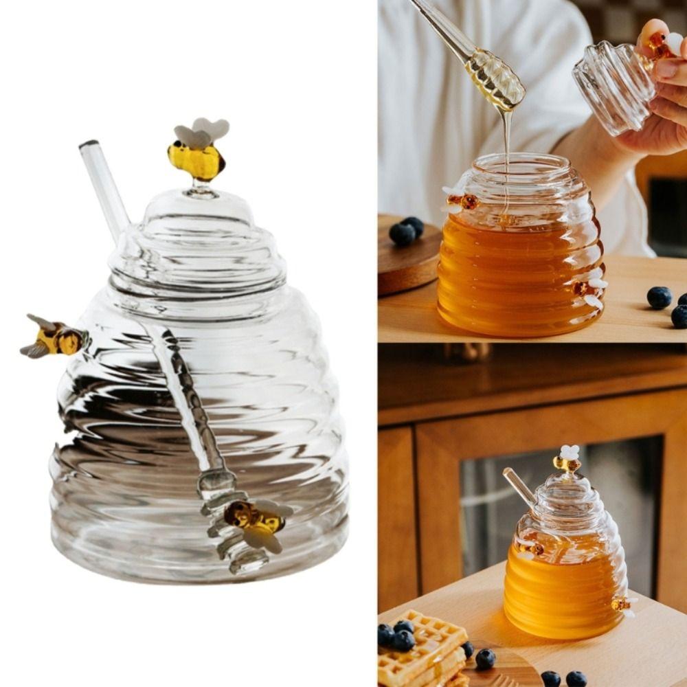 Transparent Bee Jar Tapered Jar Large Honey Bottle Food Storage Bottles Honeycomb Tank  Jam Jar