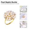1Set Elegant Silver Plating Napkin Rings Pearl Diamond Embedded Metal Electroplated Napkin Buckle Party Decoration