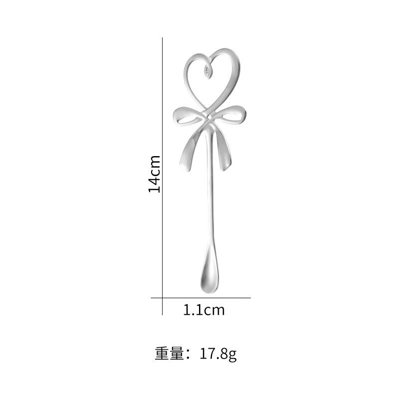 Mini mašlička lžička ve tvaru srdce nerezová kávová čajová dezertní lžička závěsná lžička stolní dekorace příbory