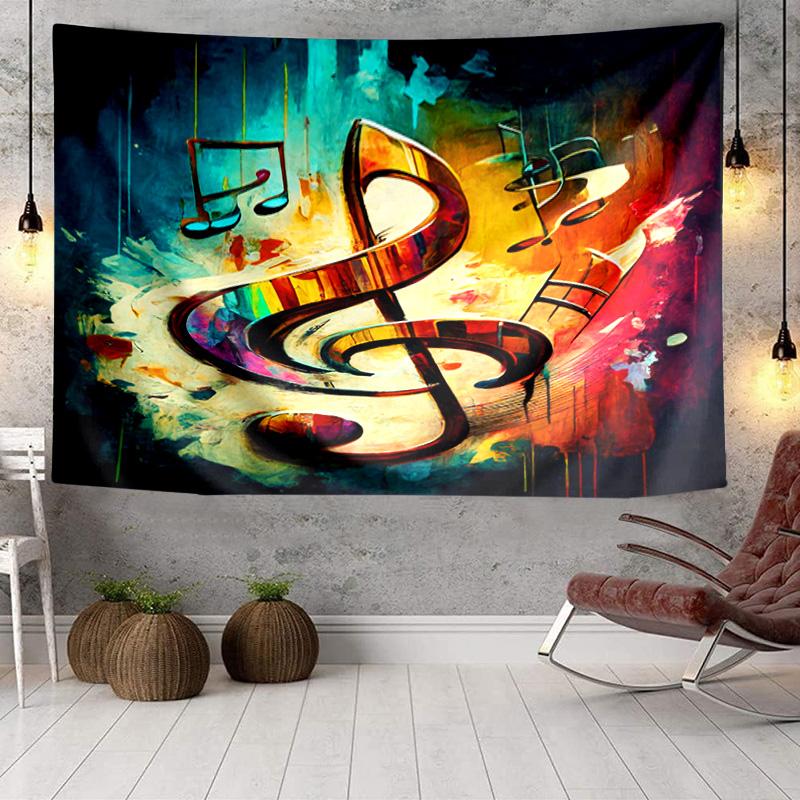 Music Notes Harmony Tapestry Room Decoration Wall Hanging for Living Room Bedroom, Dormitory, Birthday and Christmas Gifts