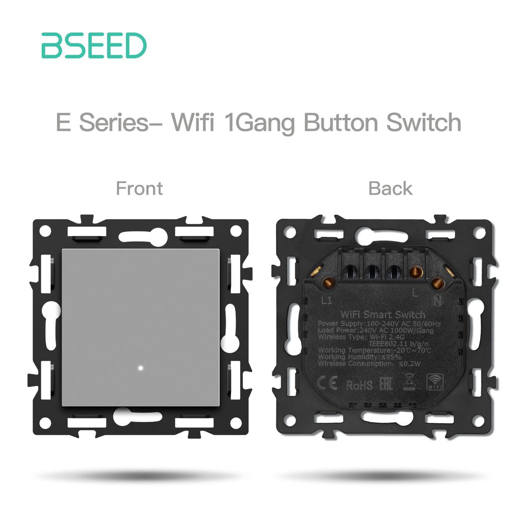 BSEED WIFI Click Switch Modules Smart Light Switch Parts White Glass Frame DIY Combination Wall Sockets USB Charge Key E-Series
