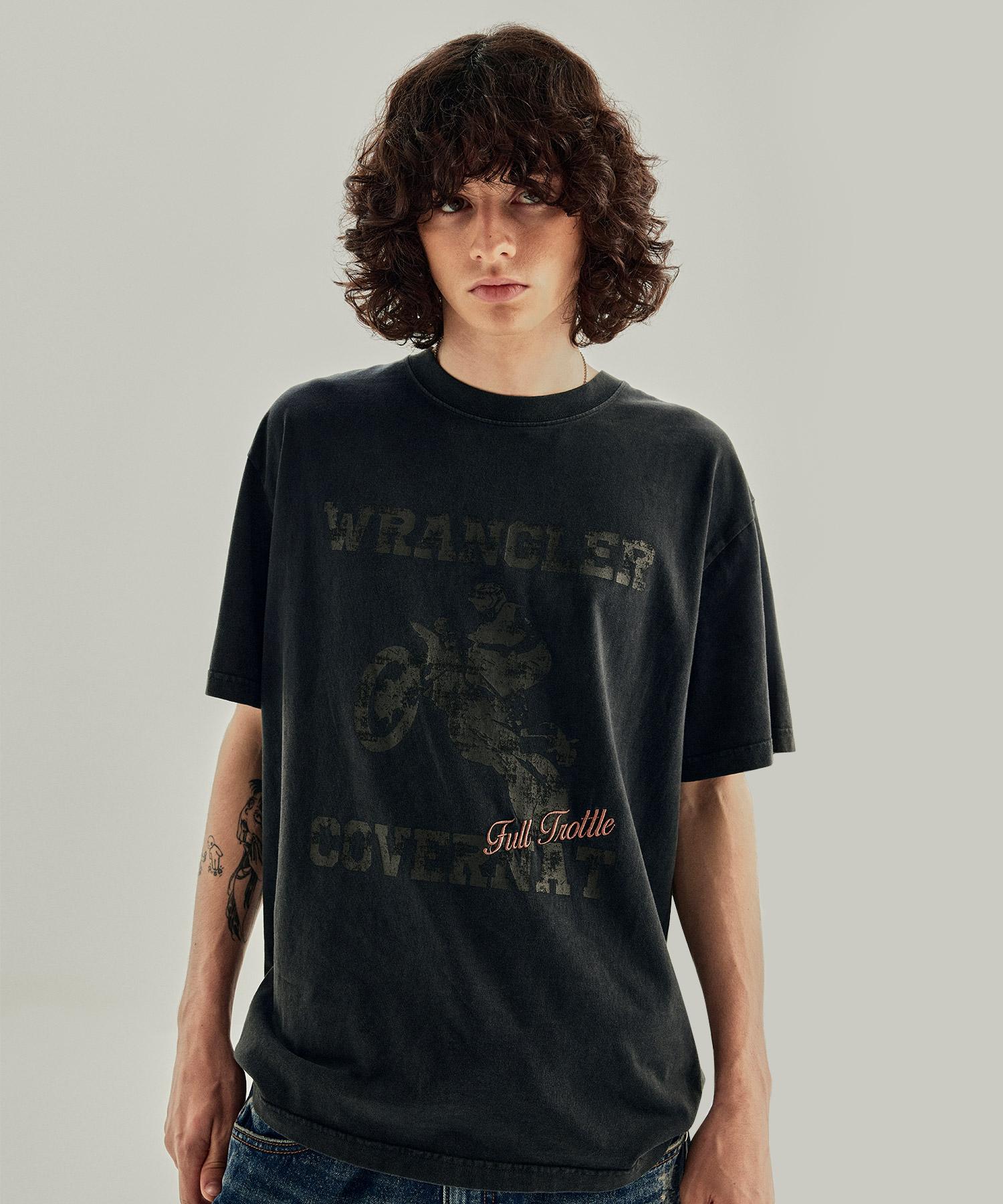 Covernat [Covernat X Wrangler] Motorcycle Pigment T-Shirt Black Xl