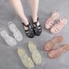 New Sandals Female Summer Flat Bottom Low Heel Crystal Shoes Cute Non -Slip Waterproof Plastic Jelly Shoes