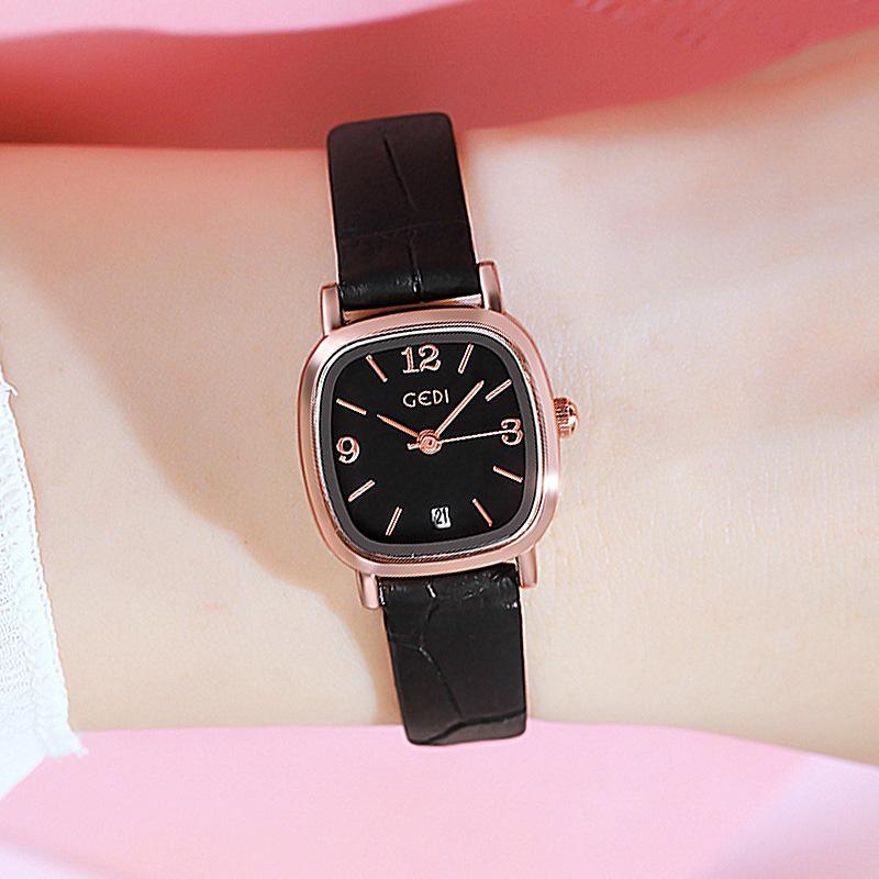 Korean Classic Vintage Square Belt Women'S Fashion Trend Compact Student Calendar Quartz Waterproof Watch