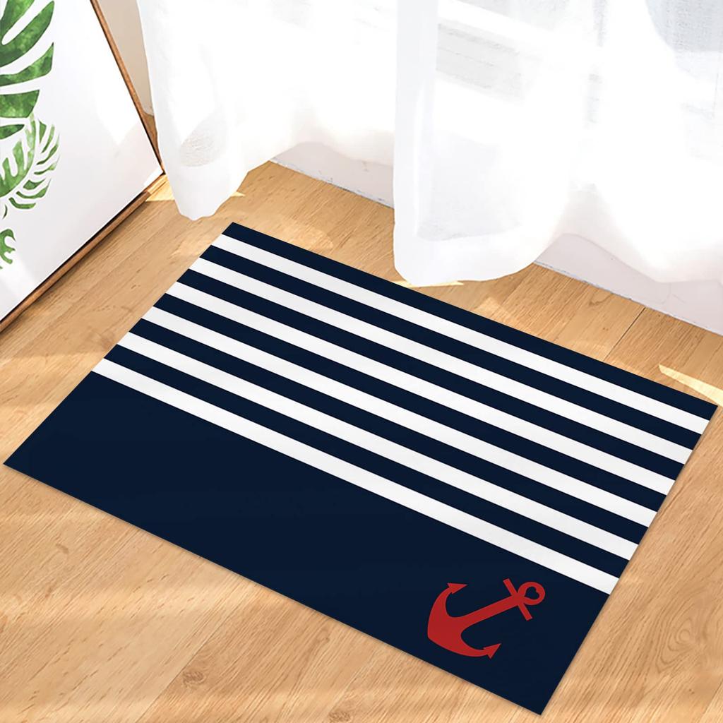 Nautical Decor Carpet Anchor Decor Living Room Rugs Kids Room Decor Sea Adventure Accent Rug Summer Holiday Indoor Floor Mat