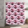 Pink Moon Bat Print Shower Curtain Halloween Decor, Unique Design Waterproof Fabric Bathroom Decorations for Home Decoration