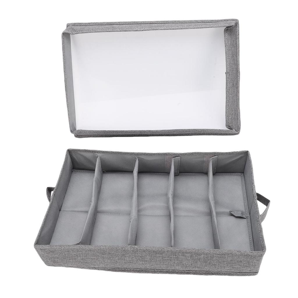 Flatware Utensil Storage Case Silverware Storage Box with Dividers 5 Compartment Flatware Storage Case with Handles